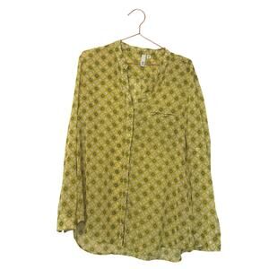 Kut From The Kloth Gold Diamond Sheer Chiffon Blouse Top Shirt Womens XL